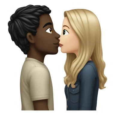 Long hair Brunette white girl kissing white boy with short black hair sticker