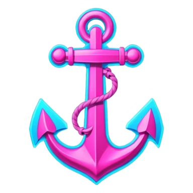 A cyberpunk neon sign with an anchor on it sticker