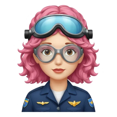 Flight Officer Lila – wavy rose-hair pilot with mirrored goggles sticker