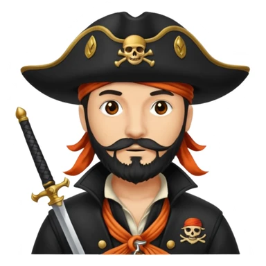 Pirata con un parche grande y negro sobre el ojo y con barba anaranjado sticker