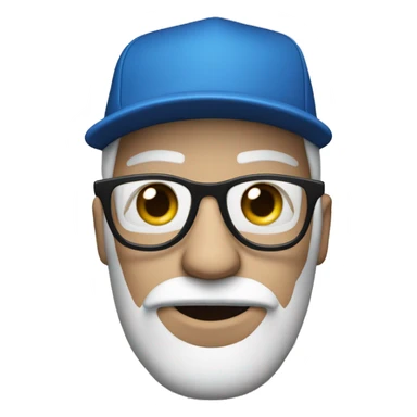 A man wearing a blue cap with 'P' on it and black glasses, white skin and big nose sticker