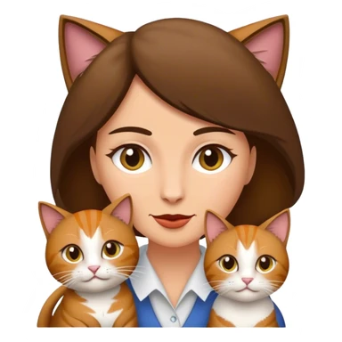 Eine Brünette trägt zwei Katzen  sticker