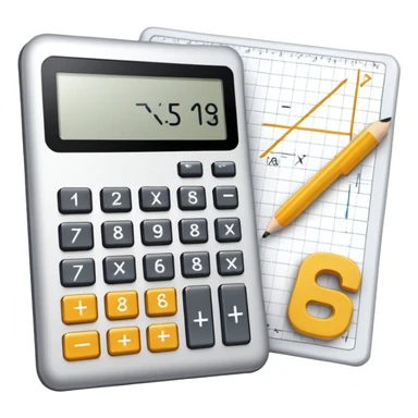 An icon featuring mathematical formulas, a calculator, geometric shapes, and the golden ratio with calculations, symbolizing mathematics. The design includes a ruler, and a graph, representing the study of numbers, equations, and spatial relationships. Transparent background sticker