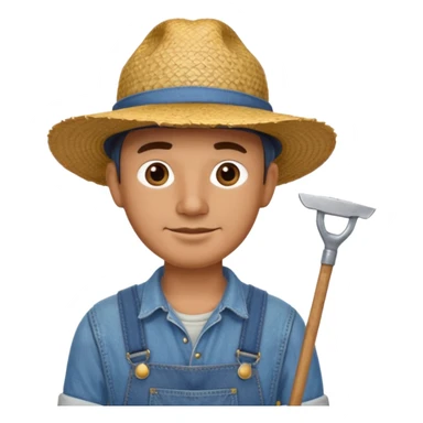 Farmer man – Straw hat, hoe on shoulder
 sticker