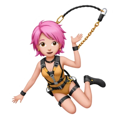 bungee jumping face with earrings and pink hair flying away bungee jump sticker