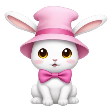 Anime Bunny with a pink hat and a bow on its ear sticker
