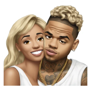 Hyper Realistic Chris Brown  Karruche Tran romantic photo  sticker