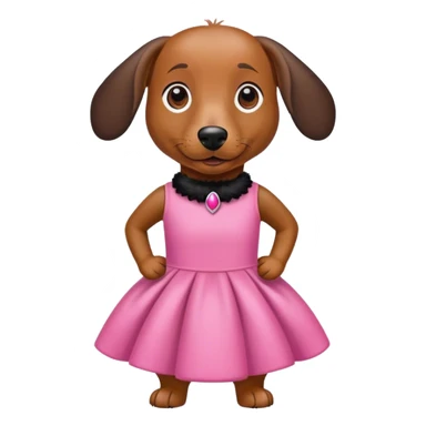 Black and brown wiener dog with pink dress sticker