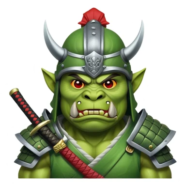 green orc in samurai helmet sticker