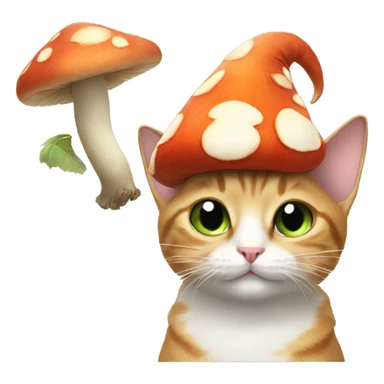 cat with fairy wings and a mushroom hat  sticker