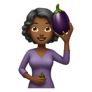 women holding a eggplant  sticker