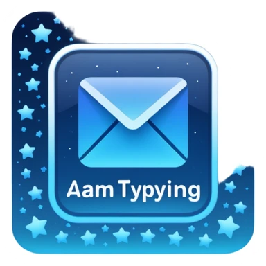 A square that reads "4 AM TYPING HAS ARRIVED" with a mood and stars behind it and glowing blue gradient text sticker