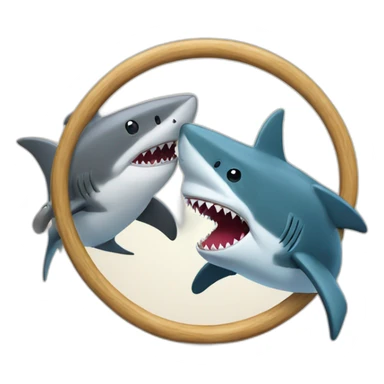 Shark boxing with dolphin in a ring sticker