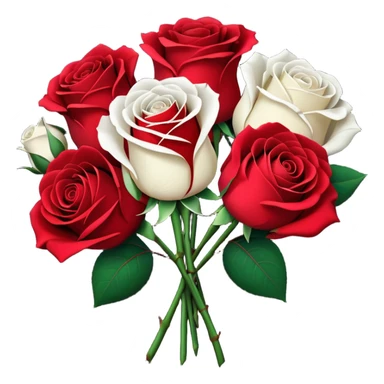 White rose and red rose bouquet with black paper  sticker