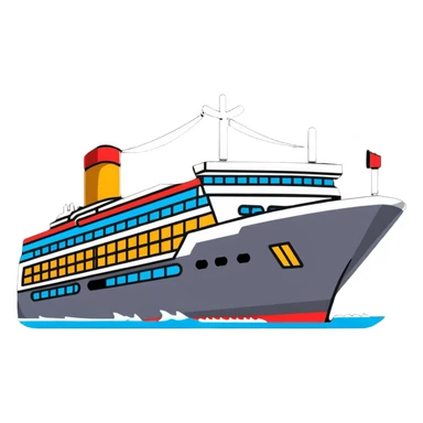 A colorful cruise ship with multiple decks sticker