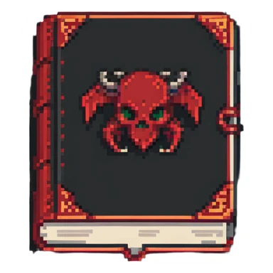 red cursed book in pixel art style sticker