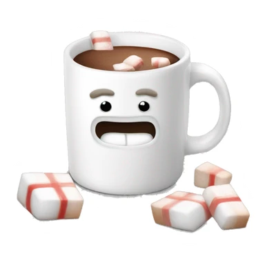 Christmas White mug of hot chocolate with marshmallows  sticker