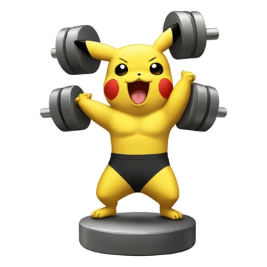 Pikachu cheering a bodybuilder weight lifting   sticker