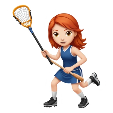 redhead girl playing lacrosse, one person, in action  sticker