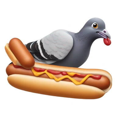 a pigeon eating a hot dog  sticker