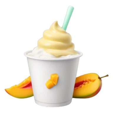 Mango frozen yogurt in short white cup sticker