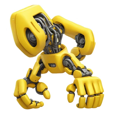 Flexing yellow robotic bicep with shocks and circuits that’s attached to the forearm sticker