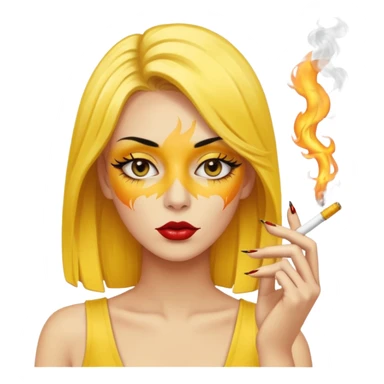 Baddie smoking yellow face with lashes and nails  sticker