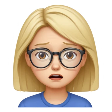 a young lady going crazy not having any work... wearing glasses sticker