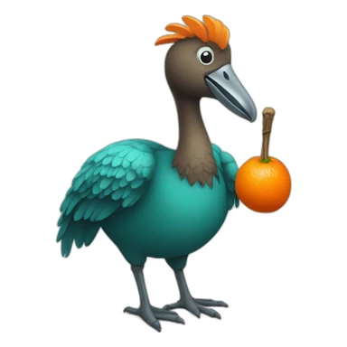 Dodo with orange beak and teal body holding a stick of dynamite sticker