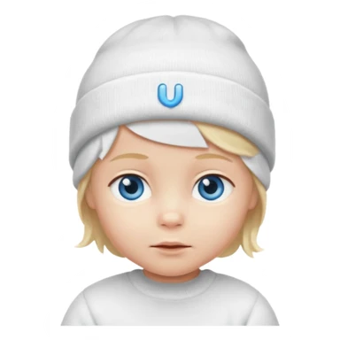 blond blue eye newborn with beanie sticker