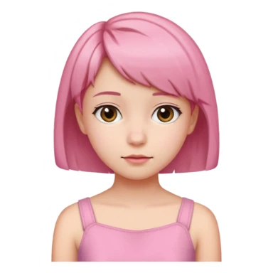 Un emoji de una. Chica adolescente vestido rosado pelo corto casi por los hombros sticker