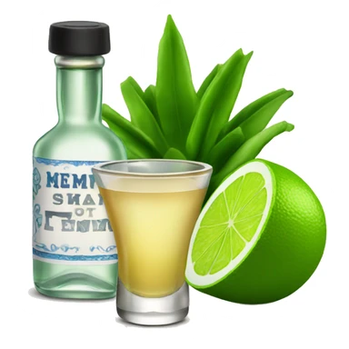 Tequila shot with a lime and a bottle of tequila in the background sticker