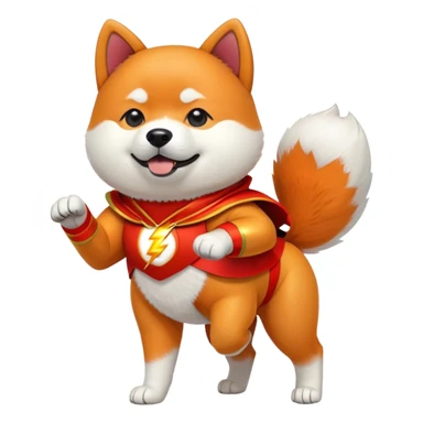 Akita Inu in a flash costume sticker