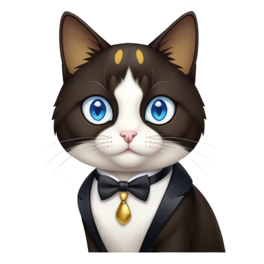 Tuxedo cat with a blue and yellow eye working on GIS projects with me sticker