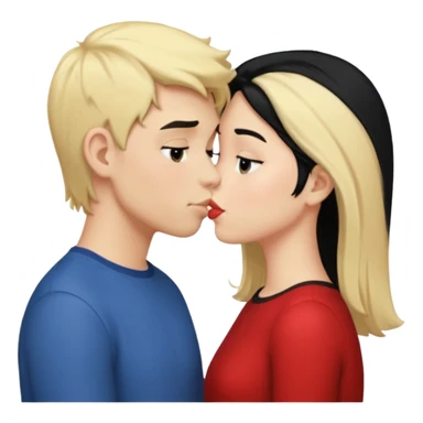 boy with blonde hair kissing girl with black hair sticker