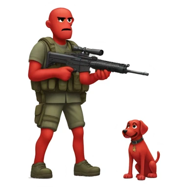 Clifford the giant bright red dog pbs humanoid as a military sniper call of duty character standing alone on two feet sticker