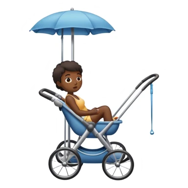 Person sweating pushing a pole in a stroller sticker