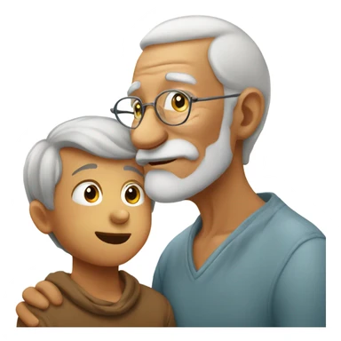 Old man kissed grandson sticker