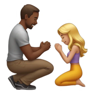 Kneel down propose with a ring to a girl sticker