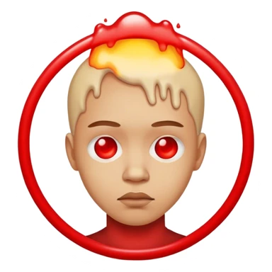 Person melting into a red circle sticker