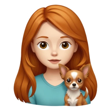 ginger girl with long hair and a brown long hair chihuahua  sticker