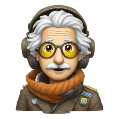 Albert Einstein as a pilot with goggles and scarf sticker