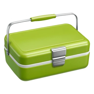 A small green empty lunchbox and a wipe sticker