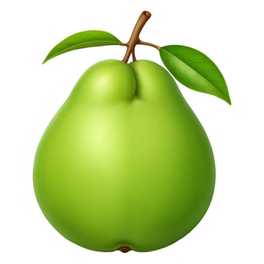 A whole green guava fruit with slight yellow tint sticker