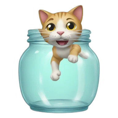Cat escaping a glass jar sticker