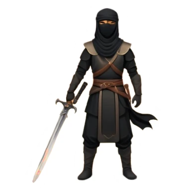 Emoji of a Muslim warrior silhouette standing on a hill at sunrise holding a lowered sword in calm control, crescent moon in the sky, symbolising locking in, discipline, and a new beginning through faith. Bold minimalist vector, transparent background. sticker