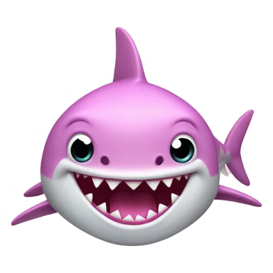 pink girl shark with long eyelashes and bow sticker