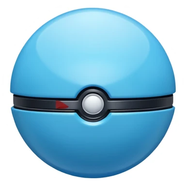 vibrant blue pokeball emoji with a black stripe and highlights, top half vibrant blue, bottom half white sticker