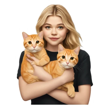 Chloe grace moretz holding two orange cats sticker