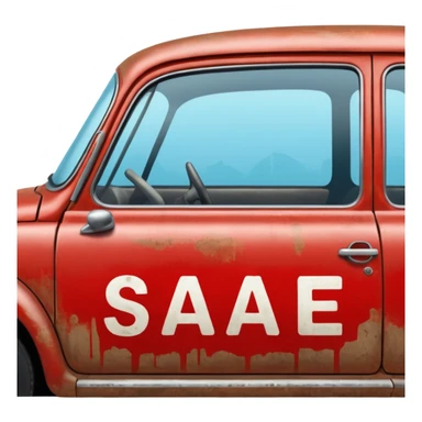 a car with a big capital letters for sale sign painted onto the window sticker